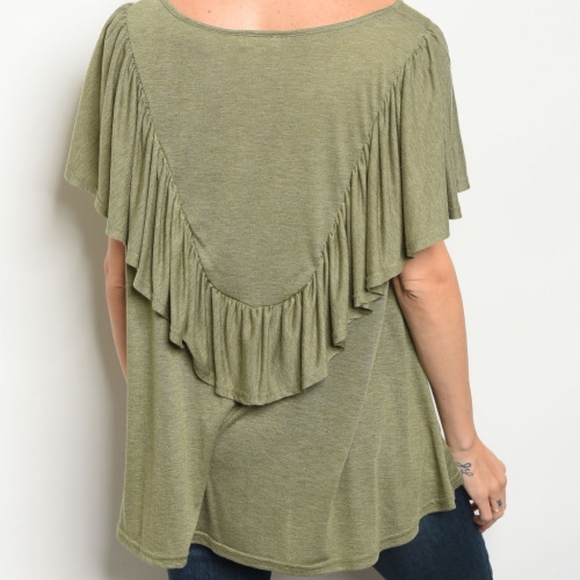 Olive Ruffled Top - Picture 2 of 2
